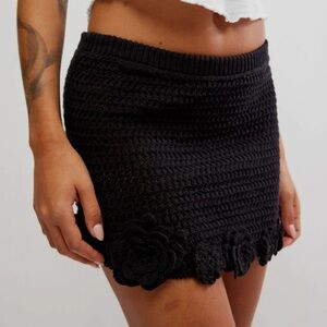 Free people black crochet asymmetrical skirt